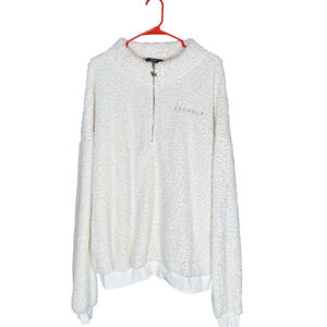 YoungLA White‎ Fuzzy Quarter-Zip Sweater Mens XXL